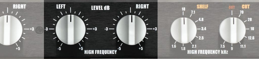 4. HIGH FREQUENCY LEVEL CONTROLS [HIGH FREQUENCY LEVEL CONTROLS PICTURED ABOVE] Individual Left and Right or M and S Controls in the MASTERING version.