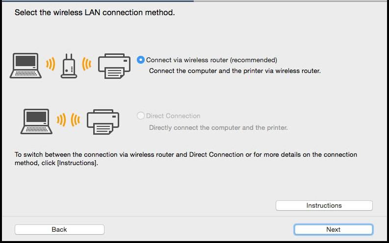 Select Connect via wireless