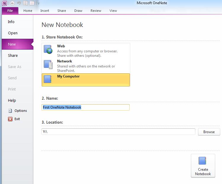 CREATING A ONENOTE NOTEBOOK OneNote saves your notes in what it calls a Notebook. Each Notebook can contain multiple pages, and these can be broken into Sections.