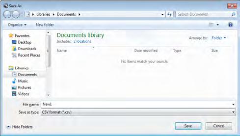 Saving data in CSV format Data saved in the CSV format can be edited in applications other than the MEXE02. Data files in the CSV format cannot be opened in the MEXE02.