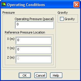i. Click the Multiphase tab and retain the default value of 0 for Volume Fraction. ii. Click OK to close the Pressure Outlet dialog box. Step 7: Operating Conditions Boundary Conditions 1.