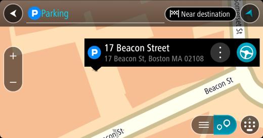 3. Select a parking lot from the map or the list. A pop-up menu opens on the map showing the name of the parking lot. 4.