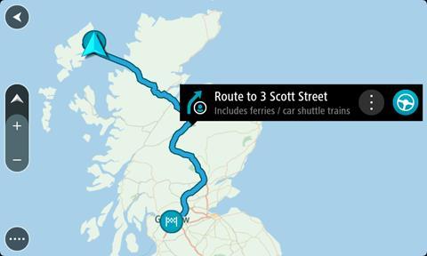 2. Select a route from your list. The route is shown on the map view. 3. To navigate to the start of the saved route, select Drive.