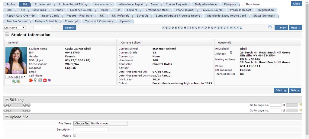 Profile Tab The Profile tab displays the student s scheduling information and academic/career plans.