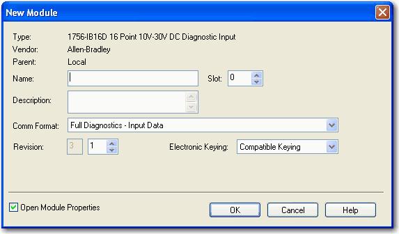 On the New Module dialog box, complete the fields and click OK.