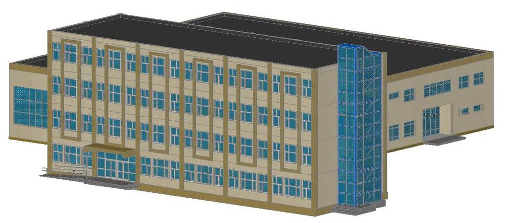 dxf file which was imported into AutoCAD 2010 platform and after that the 3D model of the building was created and the distinct elements were organized on layers.