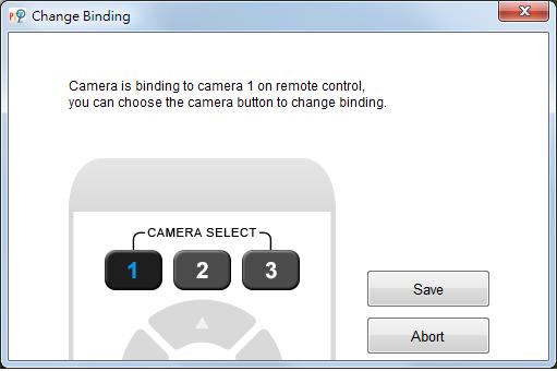 Set the Camera Number When connect with multiple cameras, user can set the camera number to associate with each camera for remote controller to control. 1.