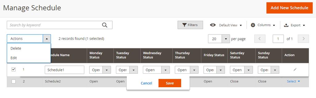 2.3. Managing Schedules To create a new schedule, hit the Add New Schedule button.