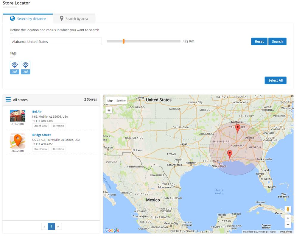 3.1. Store Listing Page : Search by distance Customers can search for stores either by distance by defining the location and