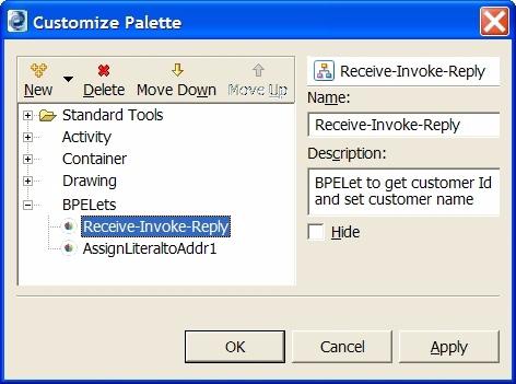 Save any BPEL activity or set of activities as a BPELet -- a custom activity.
