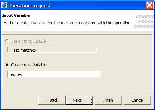 6 Use the variable name associated with the operation input message, if desired, or type in a new name for the input variable in your process. Click Next.