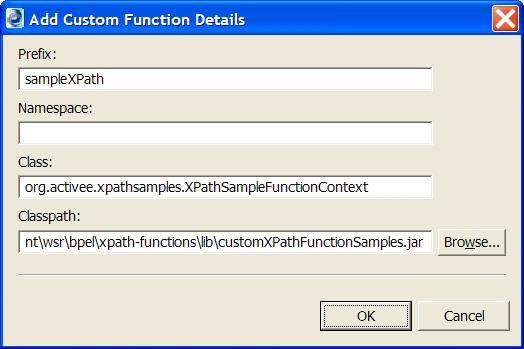 Type in the fully qualified Class name of the container file that implements the custom function.