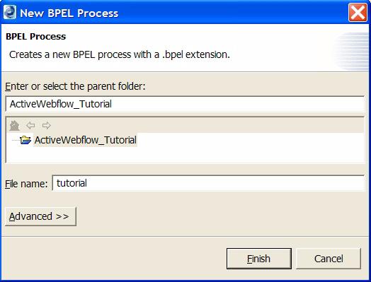bpel extension is automatically added. 3 Skip the Advanced settings.