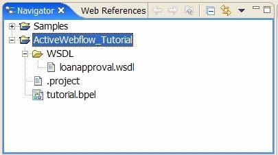 Step 2: Add a WSDL folder to the ActiveWebflow_Tutorial project A Web Services Description Language (WSDL) file describes business operations that are invoked to carry out the activities of a BPEL