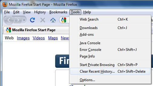 Mozilla Firefox < 4.0 Click the Tools menu, and then select Clear Recent History.