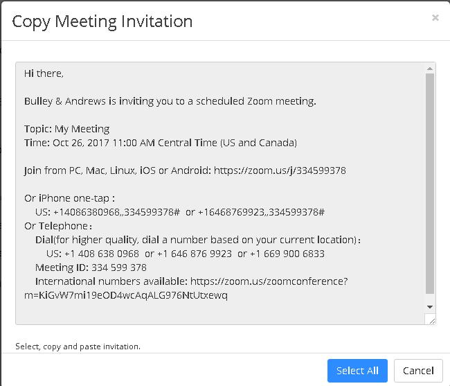 5. The second option is, next to Invite Attendees, select Copy the invitation.
