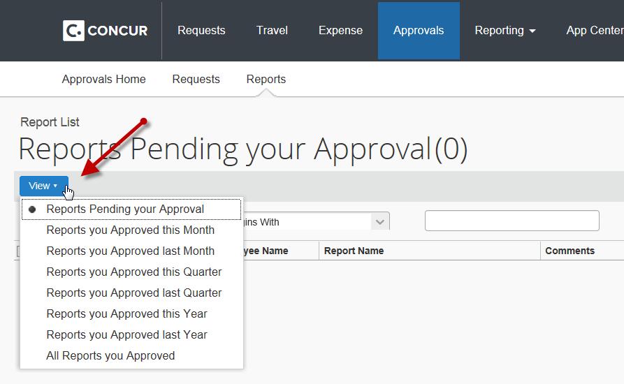 To review pending and completed Approval requests, click on the Approvals tab and then click