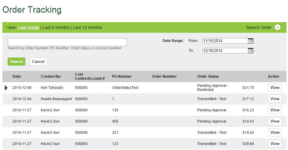 Order Tracking Viewing the status of an order -Click Order Status found under the ORDER tab.