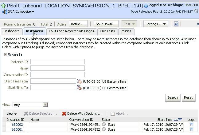 VERSION_1_BPEL), as shown in Figure 4 113. Figure 4 114 PSoft_Inbound_LOCATION_SYNC.