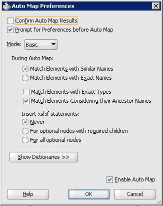 Configuring a Mediator Inbound Process Figure 5 78 Auto Map Preferences Dialog 5.