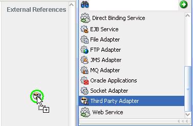 Designing an Outbound BPM Process Using Transformations for Service Integration Figure 6 4 Third Party Adapter Component The Create Third Party Adapter