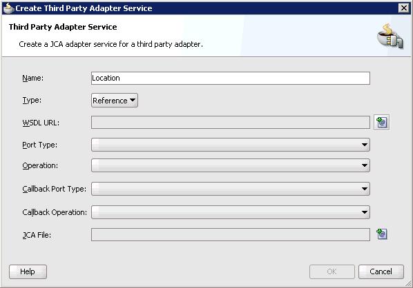 Enter a name for the third party adapter service. 3. Ensure that Reference is selected from the Type list (default). 4.