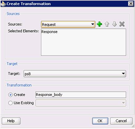 Designing an Outbound BPM Process Using Transformations for Service Integration Figure 6 74 Create Transformation Dialog 29.