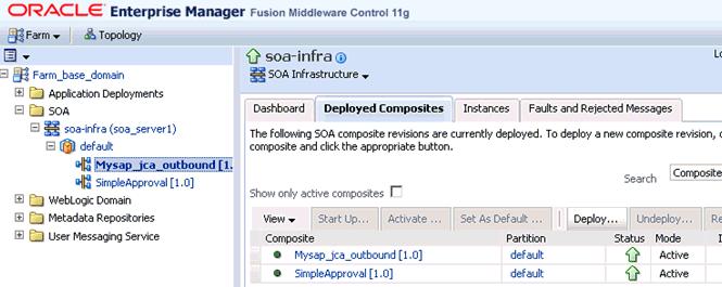 Designing an Inbound BPM Process Using Transformations for Event Integration Figure 6 92 Oracle Enterprise Manager Console 2. Expand your domain in the left pane followed by the SOA folder. 3.