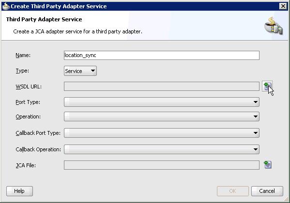 Designing an Inbound BPM Process Using Transformations for Event Integration Figure 6 97 Create Third Party Adapter Service Dialog 2.