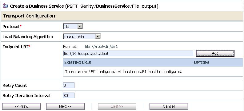 Configuring Outbound Processing Using Oracle Service Bus (J2CA Configuration) Figure 7 17 Message Type Configuration Page 5.