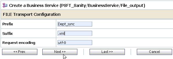 Configuring Inbound Processing Using Oracle Service Bus (J2CA Configuration) 8. Enter the path to a destination folder on your file system in the Endpoint URI field and click Add. 9. Click Next.