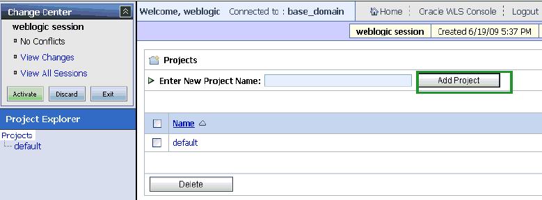 Configuring Outbound Processing Using Oracle Service Bus (BSE Configuration) Figure 7 88 Project Explorer Page 6. Provide a valid name for the new project and click Add Project.