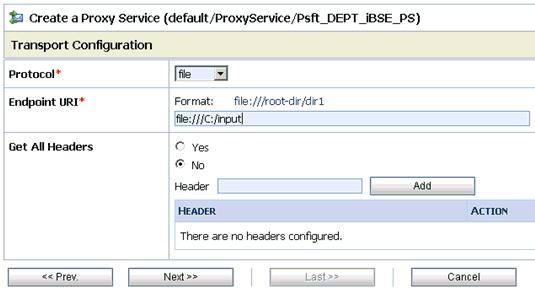 Provide a name for the Proxy Service and from the Service Type area select Any XML Service. 4. Click Next.