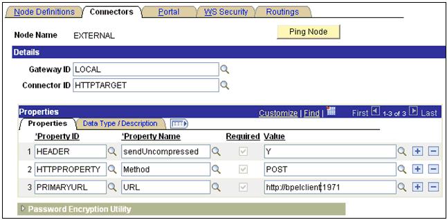 e. In the Default User ID field, type the user ID that is being used by the PeopleSoft system, for example, PS. f. Select the Active Node check box. 4. Click the Connectors tab.