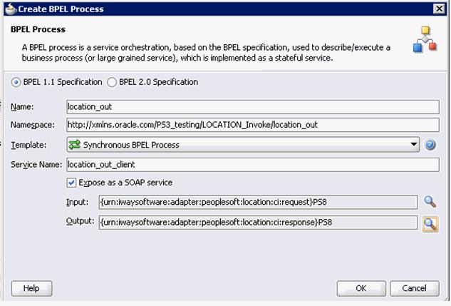You are returned to the Create BPEL Process dialog, as shown in Figure 4 31.