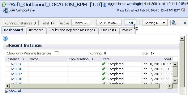 Designing an Outbound BPEL Process for Service Integration Figure 4 62 Oracle Enterprise Manager Console 3.