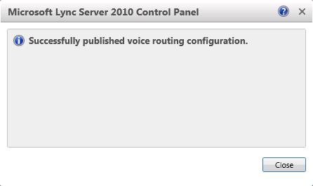 3. Configuring Lync Server 2010 Figure 3-29: Voice Routing Configuration Confirmation The new committed Route is now displayed in the