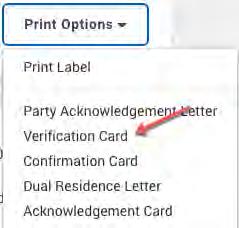 3. Select Verification Card from the drop-down menu. The Generate Cards window displays. 4. Choose one of the following: To generate the PDF of the card now, click Generate now.