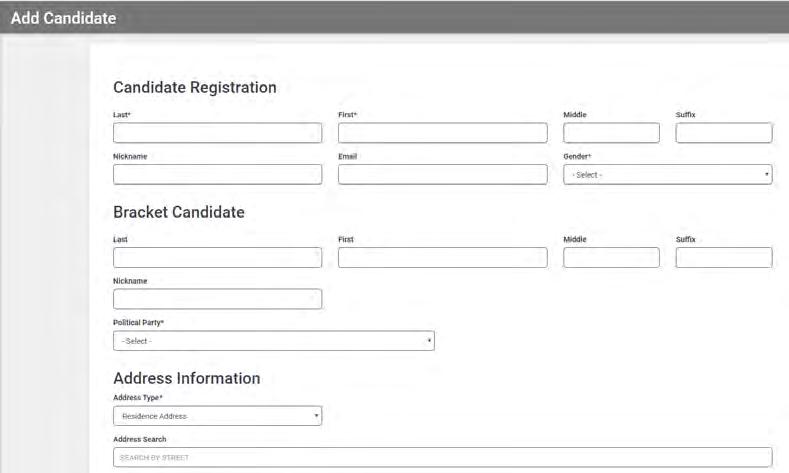 Candidate Registration Bracket Candidate Address Information Upcoming Election and Office
