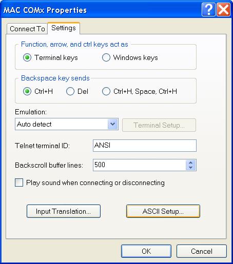 Figure 8: HyperTerminal Connection Properties 6) In the ASCII Setup window, confirm that both