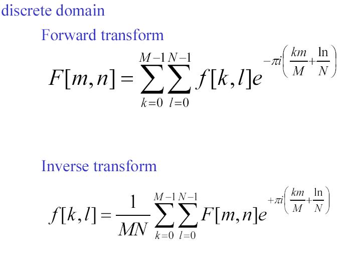 Discrete Fourier Transform -2i 2i m= n= Figures modified from