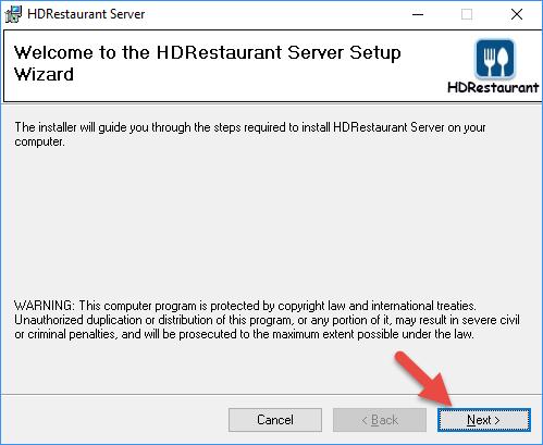 You would now need to go to the location where you have saved the HDRestaurant -Server- Setup.