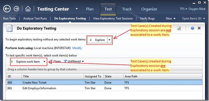 The Exploratory testing feature also works well with a help desk scenario: User calls help desk to report a problem. Help Desk operator launches an exploratory test.