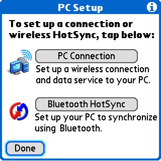 2 Select Setup Devices, select PC Setup, select Bluetooth HotSync, and then select Next.