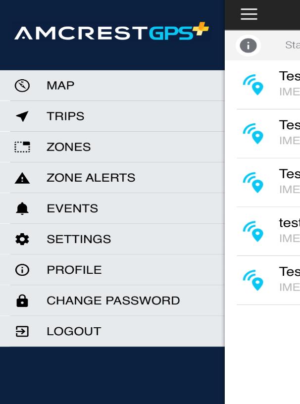 Map Trips Zones Zone Alerts Events Settings Profile Change Password Logout This tab shows the last location of the GPS tracker, as well as allows for use of many different map tools.