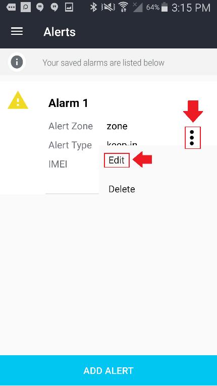 Once you have tapped on the alert you would like to edit, you will notice an Update Alert menu.