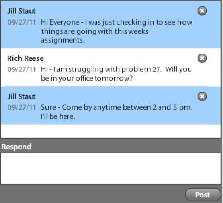 Using the Student Discussions Tool: The Student Discussion Tool allows you and your students to share comments and questions with each other.
