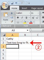 Wrap Text When you type text that is too long to fit in the cell, the text overlaps the next cell.