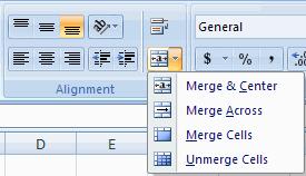 Merge Cells: Combines the cells in a range without centering Unmerge Cells: Splits the cell that has been merged Align Cell Contents To align cell contents, click the cell or cells you want to align