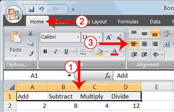 1. Select cells A1 to D1. 2. Choose the Home tab. 3. Click the Align Text Left button in the Alignment group.